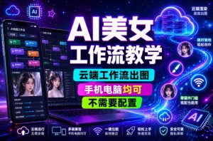 AI美女工作流教学,云端工作流出图,手机电脑均可,不需要配置,快速起号涨粉-第一资源库