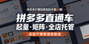 拼多多打爆班原创技术第60期,拼多多直通车,起量・矩阵・全店托管,高投产爆单增收教程-第一资源库