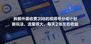 拆解外面收费398的视频号分成计划新玩法，流量很大，每天2张左右收益-第一资源库