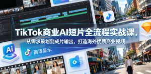 TikTok商业AI短片全流程实战课,从需求策划到成片输出,打造海外优质商业视频-第一资源库