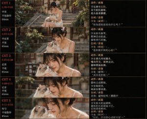 美女和猫故事提示词,人物一致性提示词+故事板-第一资源库