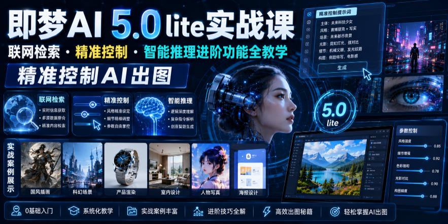 即梦AI 5.0 lite实战课，联网检索・精准控制・智能推理进阶功能全教学，精准控制AI出图-第一资源库