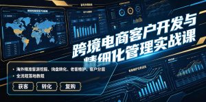 跨境电商客户开发与精细化管理实战课|海外精准客源挖掘、询盘转化、老客维护、客户分层全流程落地教程-第一资源库