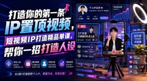 打造你的第一条IP置顶视频,短视频IP打造精品单课,帮你一招打造人设-第一资源库