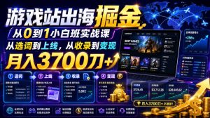 游戏站出海掘金从0到1小白实战课,从选词到上线,从收录到变现,月入3700刀+-第一资源库