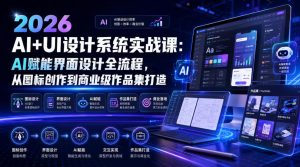 2026 AI+UI设计系统实战课：AI赋能界面设计全流程，从图标创作到商业级作品集打造-第一资源库
