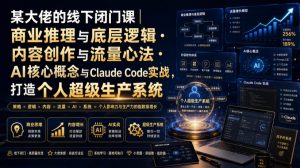 某大佬的线下闭门课｜商业推理与底层逻辑・内容创作与流量心法・AI核心概念与Claude Code实战，打造个人超级生产系统【录音+图片】-第一资源库