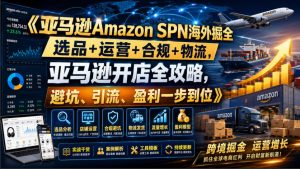 亚马逊Amazon SPN海外掘全,选品+运营+合规+物流,亚马逊开店全攻略,避坑、引流、盈利一步到位-第一资源库