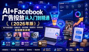 AI+Facebook广告投放从入门到精通(2026年版)|账户体系搭建・直播投流・素材策略・数据优化・聊单变现全链路实战课-第一资源库
