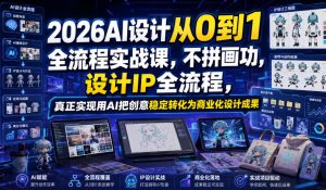 2026AI设计从0到1全流程实战课,不拼画功,设计IP全流程,真正实现用AI把创意稳定转化为商业化设计成果-第一资源库
