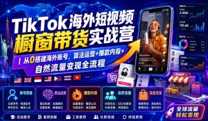 TikTok海外短视频橱窗带货实战营｜从0搭建海外账号，算法运营+爆款内容+自然流量变现全流程-第一资源库