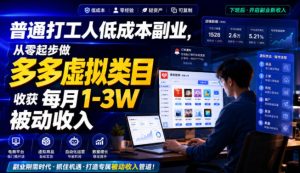 普通打工人低成本副业,从零起步做多多虚拟类目,收获每月1-3W被动收入【揭秘】-第一资源库