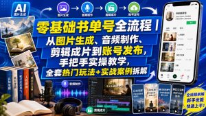 零基础书单号全流程|从图片生成、音频制作、剪辑成片到账号发布,手把手实操教学,全套热门玩法+实战案例拆解-第一资源库
