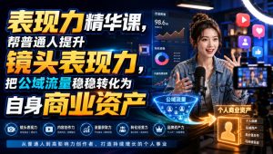 表现力精华课,帮普通人提升镜头表现力,把公域流量稳稳转化为自身商业资产-第一资源库