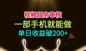 视频任务审核,一部手机就能做,简单上手,单日收益破200+【揭秘】-第一资源库