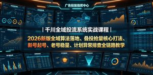 千川全域投流系统实战课程|2026新版全域算法落地、叠投抢量核心打法、新号起号、老号稳量、计划异常排查全链路教学-第一资源库