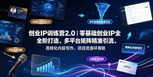 创业IP训练营2.0|零基础创业IP全阶打造、多平台矩阵精准引流、高转化内容写作、项目资源对接与口碑变现闭环课程-第一资源库
