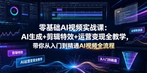 零基础AI视频实战课:AI生成+剪辑特效+运营变现全教学,带你从入门到精通AI视频全流程-第一资源库
