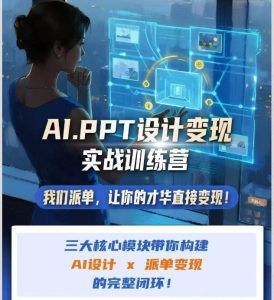 AI+PPT设计变现实战训练营,我们派单,让你的才华直接变现,三大核心模块带你构建Al设计x派单变现的完整闭环-第一资源库