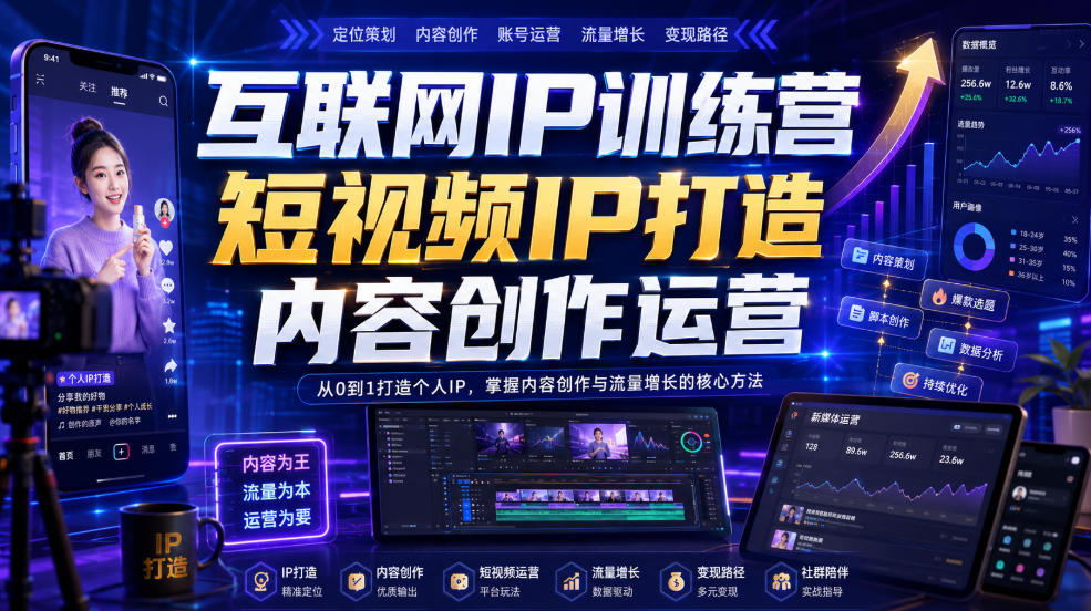 互联网IP训练营，短视频IP打造，内容创作运营-第一资源库
