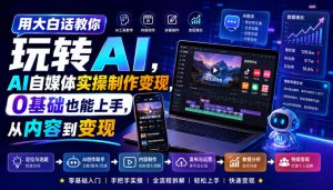 用大白话教你玩转AI,AI自媒体实操制作变现,0基础也能上手,从内容到变现-第一资源库