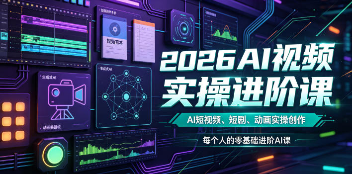 2026AI视频实操进阶课，AI短视频、短剧、动画实操创作，每个人的零基础进阶ai课（更新0825）-第一资源库