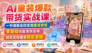 AI童装爆款带货实战课,一节课教会你实现童装变现,零基础也能落地实操-第一资源库