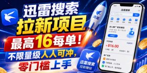 迅雷搜索拉新项目,最高16每单!不限量级人人可冲,零门槛上手(更新0816)-第一资源库