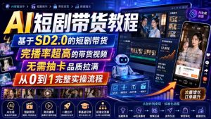 AI短剧带货教程,基于SD2.0的短剧带货,完播率超高的带货视频,无需抽卡品质拉满,从0到1完整实操流程-第一资源库