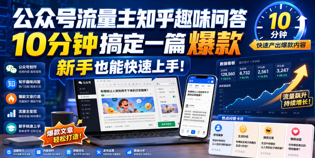 公众号流量主知乎趣味问答，10分钟搞定一篇爆款，新手也能快速上手！-第一资源库