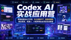 Codex AI实战应用营|零基础落地AI工作流,办公表格PPT、短视频漫剧、商业视觉、机器人、小程序网站全项目实战教程-第一资源库