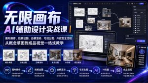 无限画布AI辅助设计实战课|画布操作、线稿出图、白模渲染、毛坯出图、AI改图全流程,从概念草图到成品视觉一站式教学-第一资源库