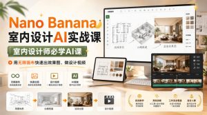 Nano Banana室内设计AI实战课,室内设计师必学AI课,用无限画布快速出效果图、做设计视频-第一资源库