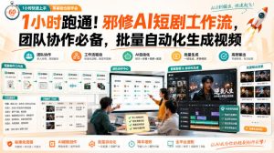 1小时跑通!邪修AI短剧工作流,团队协作必备,批量自动化生成视频-第一资源库