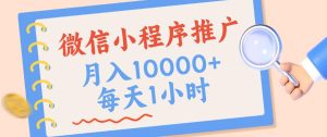 微信小程序推广,单日收益稳定300+,四种收入来源,实操简单的长期靠谱项目【揭秘】-第一资源库