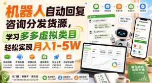 机器人自动回复咨询分发货源,学习多多虚拟类目轻松实现月入1-5W【揭秘】-第一资源库