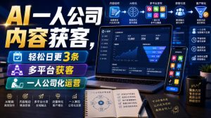 AI一人公司内容获客，轻松日更3条，多平台获客，一人公司化运营（更新0827）-第一资源库