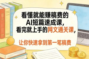 看懂就能賺稿费的AI短篇速成课，看完就上手的网文通关课，让你快速拿到第一笔稿费（更新8月）-第一资源库