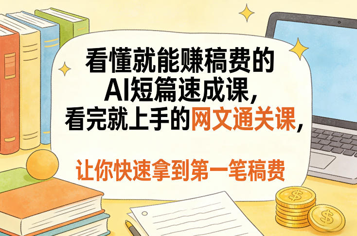 看懂就能賺稿费的AI短篇速成课，看完就上手的网文通关课，让你快速拿到第一笔稿费（更新8月）-第一资源库
