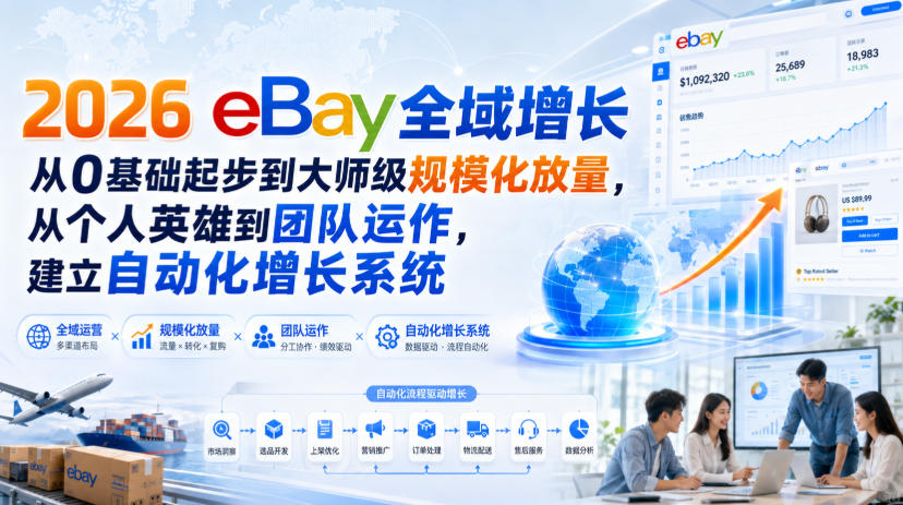 2026 eBay全域增长，从0基础起步到大师级规模化放量，从个人英雄到团队运作，建立自动化增长系统-第一资源库