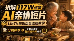 拆解117W点赞AI亲情短片，LibTV喂饭级全流程教学，分镜脚本+全套可直接复制提示词分享-第一资源库