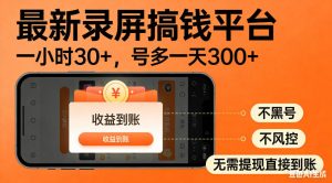 零撸手机项目录屏搞钱平台,一小时30+,号多一天300+,不黑号,不风控,无需提现直接到账【揭秘】-第一资源库
