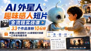 AI外星人趣味感人短片全流程实战课，33个作品涨粉104W，附赠AI催泪短片+AI亲情短片拆解+工作流与提示词-第一资源库