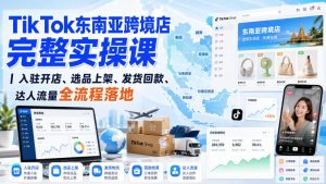 TikTok东南亚跨境店完整实操课｜入驻开店、选品上架、发货回款、达人流量全流程落地-第一资源库