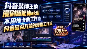 抖音某博主的漫剧智能体skill,不用抽卡的工作流,抖音破百万赞的漫剧工作流-第一资源库