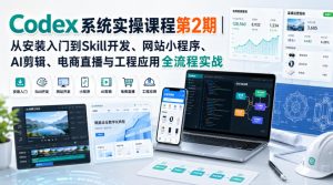 Codex系统实操课程第2期|从安装入门到Skill开发、网站小程序、AI剪辑、电商直播与工程应用全流程实战-第一资源库