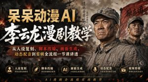呆呆动漫AI李云龙漫剧教学，从人设复刻、脚本改编、画面生成、动态配音到剪辑全流程一节课讲透-第一资源库