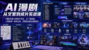 AI漫剧从文案到成片实战课｜爆款文案13种钩子写法、AI一键改稿、人物场景一致性生成、多模型出图出视频技巧-第一资源库