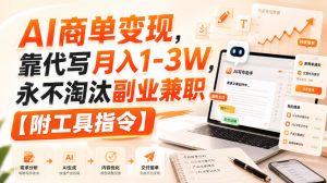 AI商单变现,靠代写月入1-3W,永不淘汰副业兼职【附工具指令】【揭秘】-第一资源库