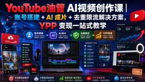YouTube油管AI视频创作课|账号搭建+AI成片+去重限流解决方案,YPP变现一站式教学-第一资源库